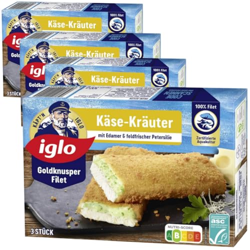 Iglo Goldknusper Filet Käse-Kräuter 300 Gramm, 4 Er von Pufai