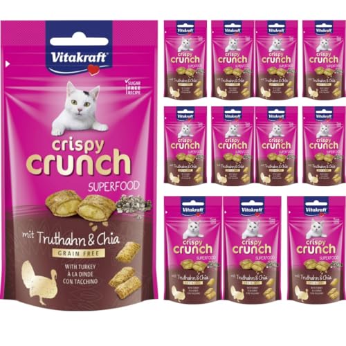 Mit Pufai Grocery, Crunch mit Truthahn & Chia Katzensnacks Snackfutter für Haustiere 60 Gramm x 12 STÜCK von Pufai