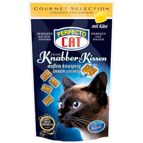 Perfecto Cat Feine Knabber Kissen mit Käse Snackfutter für Haustiere Katzen 50 Gramm von Pufai