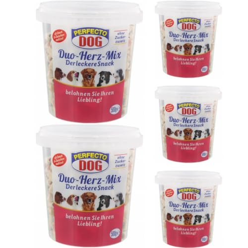 Perfecto Dog Duo-Herz-Mix Snackfutter für Hunde 500 Gramm x 5 STÜCK von Pufai