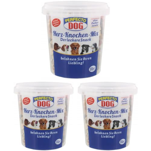 Perfecto Dog Herz-Knochen-Mix Snackfutter für Hunde 500 Gramm x 3 STÜCK von Pufai