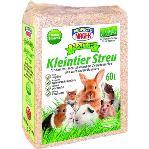 Perfecto Nager Natur Kleintier Streu Haustierstreu 60 Liter von Pufai