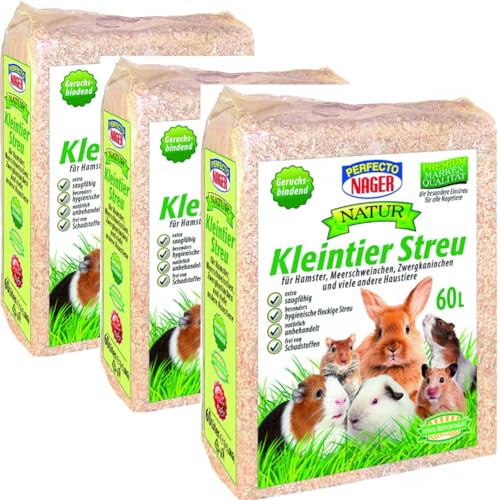 Perfecto Nager Natur Kleintier Streu Haustierstreu 60 Liter x 3 STÜCK von Pufai