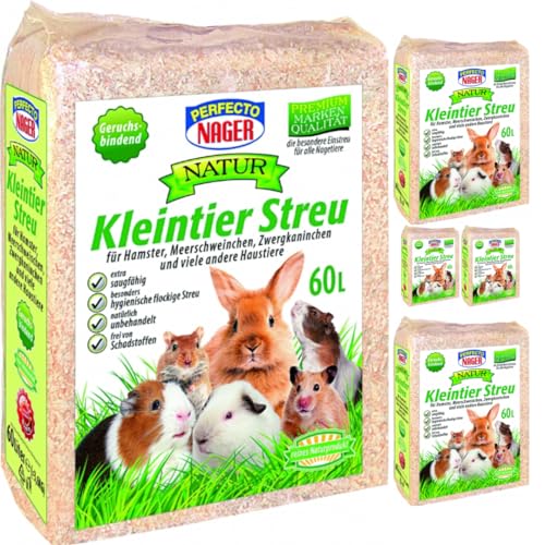 Perfecto Nager Natur Kleintier Streu Haustierstreu 60 Liter x 5 STÜCK von Pufai