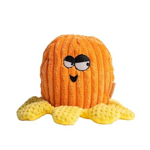 Puffy Crew Quietschende Leckerlis Spender Hund Plüschtier Octopus (Orange) von Puffy Crew