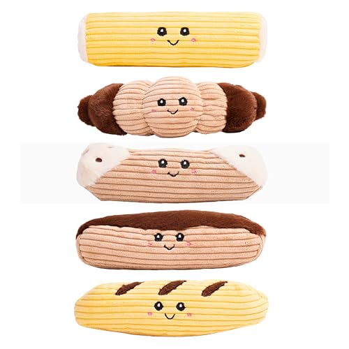 Puffy Crew Quietschendes Hundespielzeug, Bakery Bite_Stick Collection, für verschiedene Hundegrößen (5 in 1, klein) von Puffy Crew