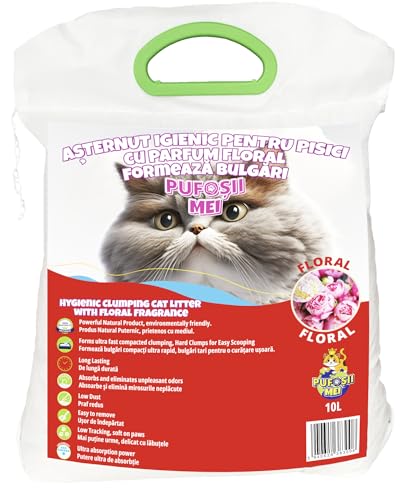 Pufoșii Mei Hygienische, klumpende Katzenstreu mit Blumenduft, 10 l. von Pufoșii Mei