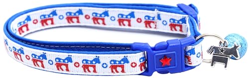 American Political Party Katzenhalsband mit Glöckchen und Anhänger, Sicherheits-Halsband, verstellbar, Größe L (4,5 kg und höher) von Pugs to Persians