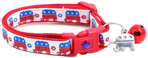 American Political Party Katzenhalsband mit Glöckchen und Anhänger, Sicherheits-Halsband, verstellbar, Größe L oder Kätzchenhalsband, Republikanisch, Größe S (4,5 kg und weniger)) von Pugs to Persians