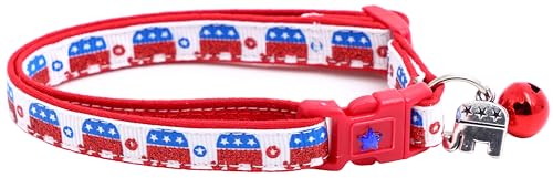 American Political Party Katzenhalsband mit Glöckchen und Anhänger, Sicherheits-Halsband, verstellbar, Größe L oder Kätzchenhalsband, Republikanisch, L (4,5 kg und höher) von Pugs to Persians