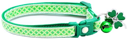 Celtic Knot St. Patrick's Day Katzenhalsband mit Glöckchen und Anhänger, Sicherheits-Halsband, verstellbar, Größe L (4,5 kg und höher) von Pugs to Persians