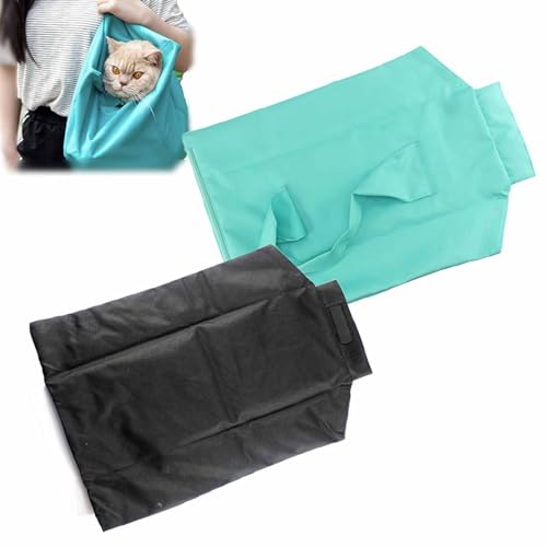 Celery Pets Katzentragetasche, Katzentragetasche, Katzentragetasche für Erwachsene Katzen, gemütliche Komforttrage, Katzenwickel zum Krallenschneiden, weiches Taschen (Black+Blue) von Pukmqu