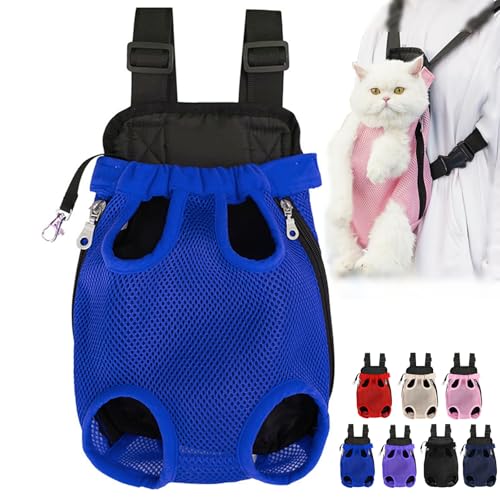 Furry Pawsy Carrier, tragbarer Haustier-Rucksack, Furry Pawsy Katzenrucksack, Haustier-Reisetasche, Hunde-Fronttragetasche, Beinauslass, passend für kleine mittelgroße Hunde (L,Blue) von Pukmqu