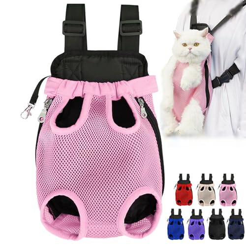 Furry Pawsy Carrier, tragbarer Haustier-Rucksack, Furry Pawsy Katzenrucksack, Haustier-Reisetasche, Hunde-Fronttragetasche, Beinauslass, passend für kleine mittelgroße Hunde (M,Pink) von Pukmqu