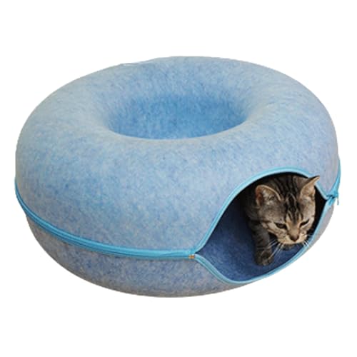 Meowmaze Cat Bed, Meow Maze Tunnel Bed, Meowmaze Bed, Cat Tunnel Bed, Cat Cave Bed,Peekaboo Beds for Indoor Cats, Donut Pet Cats Tunnel Interactive Play Toy Cat Bed (Blue) von Pukmqu