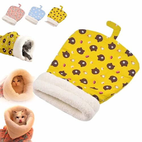 Pawmingle Katzenschlafsack, waschbarer, gemütlicher Katzenschlafsack, Katzenschlafsack für Hauskatzen, Petsboro Purrnest Schlafsack, Katzenschlafsack, großer, weicher Katzensack aus Plüsch (Yellow) von Pukmqu