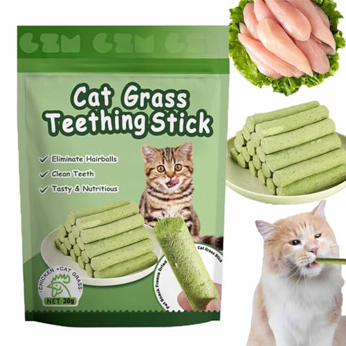 Pukmqu Berdexa Katzengras-Beißring, Cuddles Meow Katzengras-Sticks für Hauskatzen, Katzengras-Kaustäbchen, Katzengras-Stick zur Zahnreinigung bei Katzen, Katzenkau-Stick (1bag/6pcs) von Pukmqu