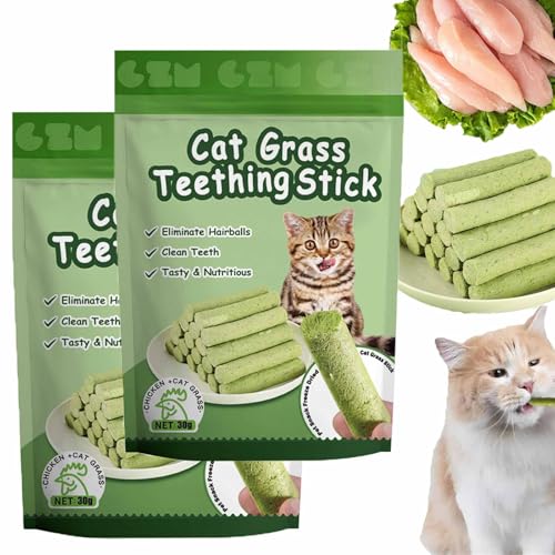 Pukmqu Berdexa Katzengras-Beißring, Cuddles Meow Katzengras-Sticks für Hauskatzen, Katzengras-Kaustäbchen, Katzengras-Stick zur Zahnreinigung bei Katzen, Katzenkau-Stick (2bag/12pcs) von Pukmqu