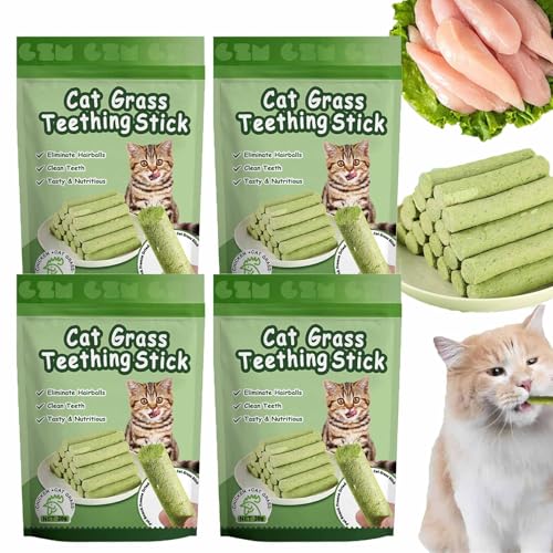 Pukmqu Berdexa Katzengras-Beißring, Cuddles Meow Katzengras-Sticks für Hauskatzen, Katzengras-Kaustäbchen, Katzengras-Stick zur Zahnreinigung bei Katzen, Katzenkau-Stick (4bag/24pcs) von Pukmqu