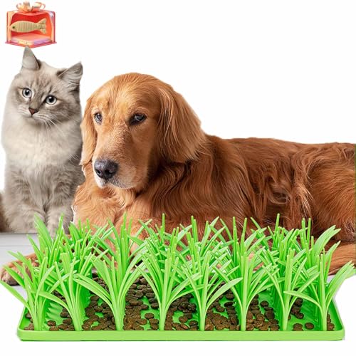 Pukmqu Celery Pets Grasmatte für langsames Fressen von Haustieren, Silikon-Grasmatte für Katzen, Grasmatte für langsames Fressen für Hauskatzen, Silikon-Gras-Schnüffelmatte für Katzen (1PCS) von Pukmqu