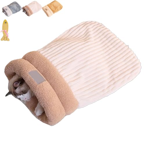 Pukmqu Winterschlafsack für Katzen, Winterschlafsack für Katzen, Katzen-Knittersack, Abnehmbarer Katzensack, Katzenbetthöhle, Komfortbett, Haustiermatte, Wärmekissensack (White) von Pukmqu