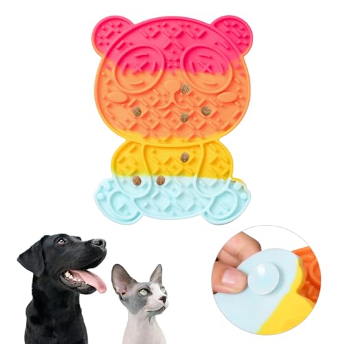 Pumwoy Leckmatte Hund Schleckmatte Katze, Leckmatte Hund Slow Feeder Hund Lecken Pad, Lick Mat Haustier Futtermatten, Silikon Schleckmatte für Ablenken und Ängste Lindern （02） von Pumwoy