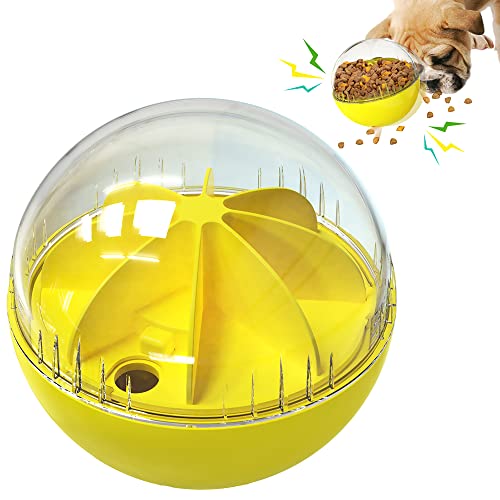 Hundespielzeugball, Geschwindigkeitsverstellbar, auslaufender Ball, multifunktionales Hundespielzeug, integriert lustigen Klang, Puzzle-Spiele, Futterspender, ermöglicht es Hunden, sich selbst zu amüsieren, hilft Ihrem Hund, langweilige Zeit zu verpassen. Gelb von PunkyKom