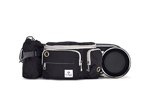 Dog Walk Gürteltasche mit faltbarem Wassernapf und Wasserflaschenhalter, für kleine und mittelgroße Hunde, Schwarz von Pup Pouch Nookoo