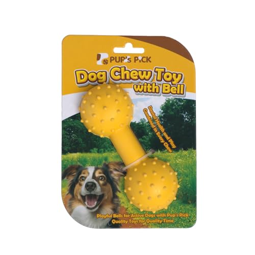 Pup's Pick Kauspielzeug für Hunde mit Glocke - Quietschendes Kauspielzeug für aggressive Kauer, Naturkautschuk-Welpen-Kauspielzeug für Zahnen, mittlere und kleine Rassen, unzerstörbares von Pup's Pick