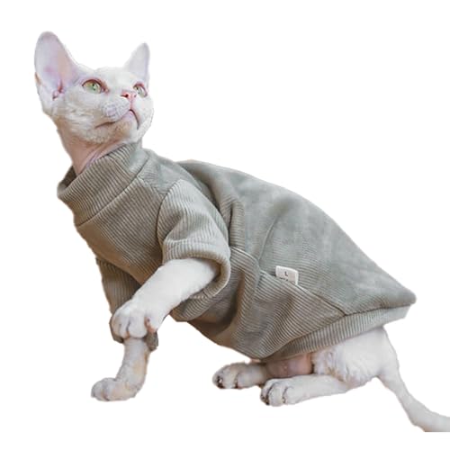 Sphynx Warmer Rollkragenpullover für Katzen, dick, weich, haarlos, Fleece-Kleidung, zweibeiniger Winter-Einteiler für Katzen und kleine Hunde, warmer Outfit, Mantel für Katzen und Welpen, Hellbraun, von PupCorner