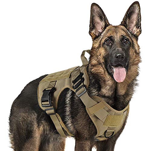 Arnes Großer Hund, No-Pull Arnes Hund, Anti-Zug, Atmungsaktiv, Trainingsweste mit 2 verstellbaren Ringen, mit MOLLE-System zum Training, Jagen, Braun|L von PupPal