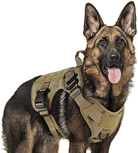 Arnes Großer Hund, No-Pull Arnes Hund, Anti-Zug, Atmungsaktiv, Trainingsweste mit 2 verstellbaren Ringen, mit MOLLE-System zum Training, Jagen, Braun|XL von PupPal