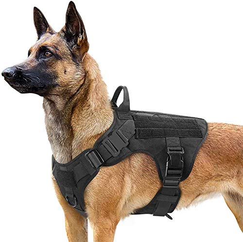 Arnes Großer Hund, No-Pull Arnes Hund, Anti-Zug, Atmungsaktiv, Trainingsweste mit 2 verstellbaren Ringen, mit MOLLE-System zum Training, Jagen, Schwarz, Größe M von PupPal