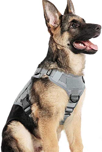 Arnes Großer Hund, No-Pull Arnes Hund, Anti-Zug, Atmungsaktiv, Trainingsweste mit 2 verstellbaren Ringen mit MOLLE-System zum Training, Jagen, Grau|XL von PupPal