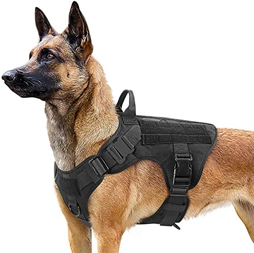 Arnes Großer Hund, No-Pull Arnes Hund, Anti-Zug, Atmungsaktiv, Trainingsweste mit 2 verstellbaren Ringen mit MOLLE-System zum Training, Jagen, Schwarz|XL von PupPal