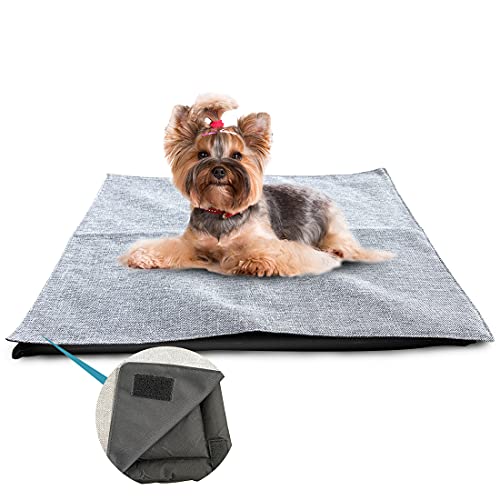 Puphooo Wasserdichte Hundematratze mit abnehmbarem, waschbarem Bezug und Anti-Rutsch-Pad, strapazierfähiges Oxford-Material für kleine und mittelgroße Hunde, Größe L, 90 x 60 cm, Grau von Puphooo