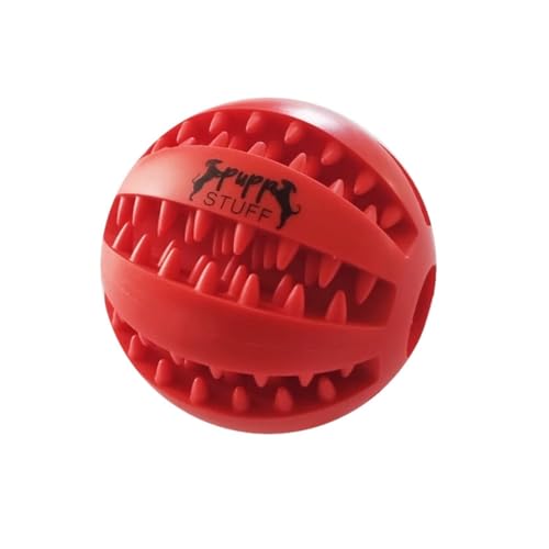 Pupp Stuff 2-in-1-Hundespielzeug, rot, 5,1 cm, langlebiger Kauball für aggressive Kauer, ungiftiger Naturkautschuk, Zahnreinigungshilfe, Snack-Füllspaß, Angst- und Stressabbau, für alle Hundegrößen von Pupp Stuff