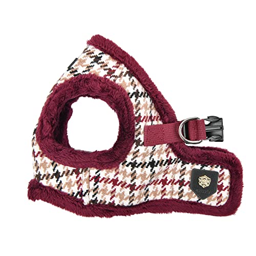 Puppia Gianni Vest Hundegeschirr Step-in Warm Winter Blumenmuster für kleine und mittelgroße Hunde, Weinrot, Größe L von Puppia