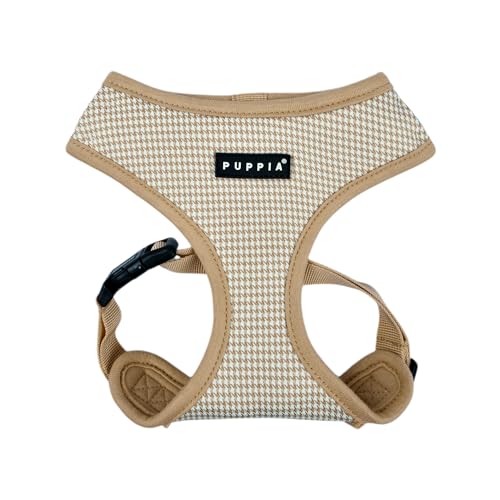 Puppia Amatus Hundegeschirr A (über den Kopf), modisches Hahnentrittmuster, Frühling Sommer Geschirr für kleine und mittelgroße Hunde, Beige, X-Large von Puppia