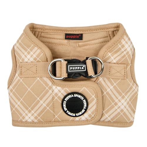 Puppia Corwin Hundegeschirr B (Step-in), modisches Karomuster, Frühling und Sommer, Geschirr für kleine und mittelgroße Hunde, Beige, Medium von Puppia