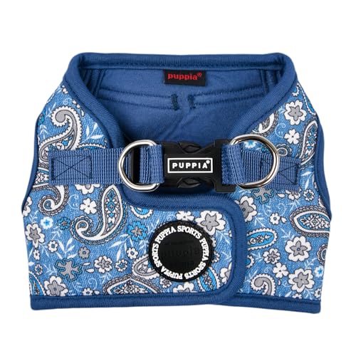 Puppia Cynthia Hundegeschirr B (Step-in), modisches Paisley-Muster, Frühling und Sommer, Geschirr für kleine und mittelgroße Hunde, Blau, X-Large von Puppia