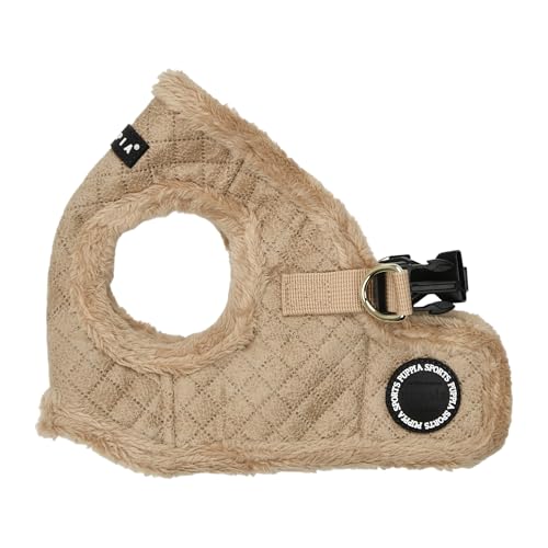 Puppia Douglas Hundegeschirr, Step-in, warm, Winter, Rautenmuster für kleine und mittelgroße Hunde, Beige, Größe M von Puppia