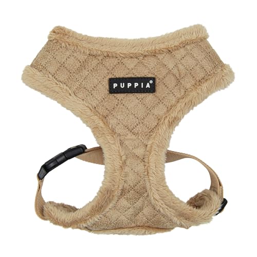 Puppia Douglas Hundegeschirr Überkopf Warm Winter Rautenmuster Verstellbare Brust für Kleine Mittlere Hunde Beige Large von Puppia