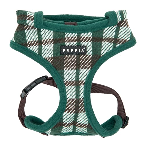 Puppia Festive Hundegeschirr mit Kapuze über den Kopf, warm, Winter, Karomuster, verstellbare Brust für kleine und mittelgroße Hunde, Grün, X-Large von Puppia