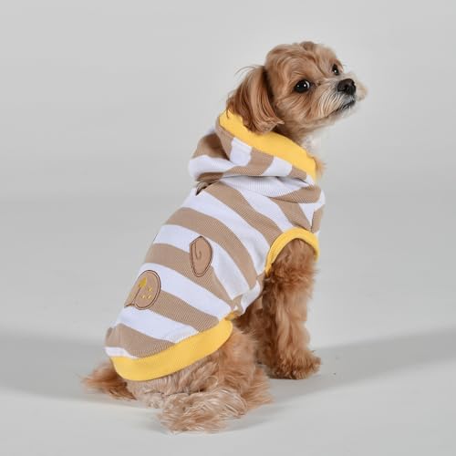 Puppia Hooch Kapuzenshirt für Frühjahr/Sommer, trendig, modisch, niedlich, Beige, Größe L von Puppia