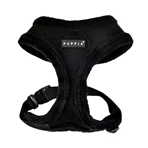 Puppia Hundegeschirr für kleine und mittelgroße Hunde - Terry Harness A - verstellbar und komfortabel Schwarz M (1er Pack) von Puppia