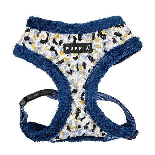 Puppia Huxley Hundegeschirr, Überkopf, warm, Winter, Leopardenmuster, verstellbare Brust für kleine und mittelgroße Hunde, Blau, X-Large von Puppia