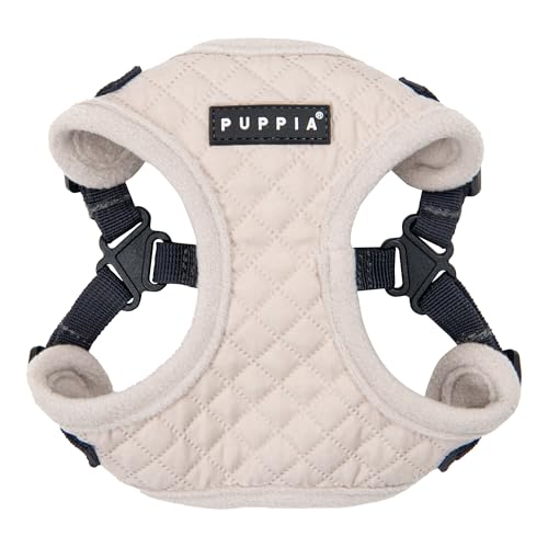 Puppia Irvin Komfort-Hundegeschirr, Warm, Winter, Rautenmuster, Verstellbarer Hals und Brust für kleine und mittelgroße Hunde, cremefarben, Größe L von Puppia