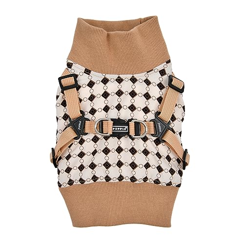 Puppia Jace Jacket Hundegeschirr Pullover Warm Winter Rautenmuster für kleine und mittelgroße Hunde, Beige, Größe M von Puppia