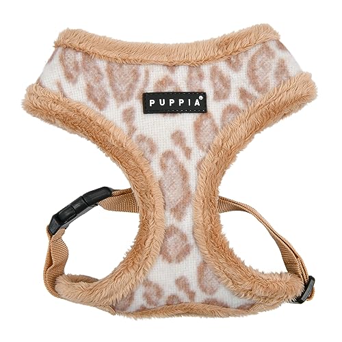 Puppia Kovo Hundegeschirr, Überkopf, warm, Winter, Leopardenmuster, verstellbare Brust für kleine und mittelgroße Hunde, Beige, Größe XL von Puppia